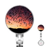 Sunset Dusk Silhouette Sky Birds Stainless Steel Nurses Watch Front