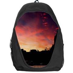 Sunset Silhouette Sun Sky Evening Backpack Bag by Celenk