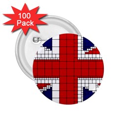 Union Jack Flag Uk Patriotic 2.25  Buttons (100 pack) 
