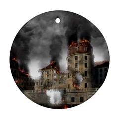 Destruction Apocalypse War Disaster Round Ornament (two Sides) by Celenk