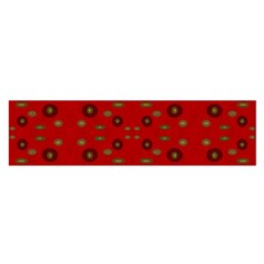 Brown Circle Pattern On Red Satin Scarf (Oblong)