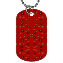 Brown Circle Pattern On Red Dog Tag (one Side) by BrightVibesDesign