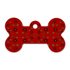 Brown Circle Pattern On Red Dog Tag Bone (One Side)