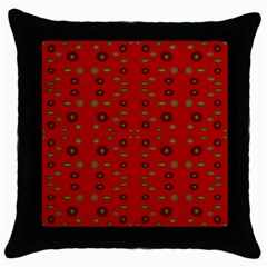 Brown Circle Pattern On Red Throw Pillow Case (Black)