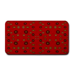 Brown Circle Pattern On Red Medium Bar Mats