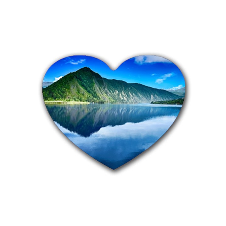 Mountain Water Landscape Nature Rubber Coaster (Heart) 