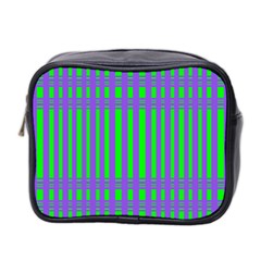 Bright Green Purple Stripes Pattern Mini Toiletries Bag 2-side by BrightVibesDesign