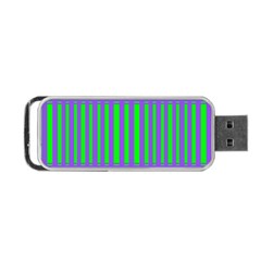 Bright Green Purple Stripes Pattern Portable Usb Flash (one Side) by BrightVibesDesign