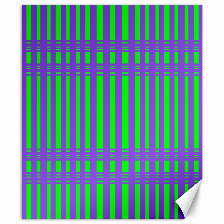 Bright Green Purple Stripes Pattern Canvas 8  x 10 