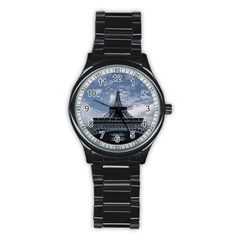 Eiffel Tower France Landmark Stainless Steel Round Watch by Celenk
