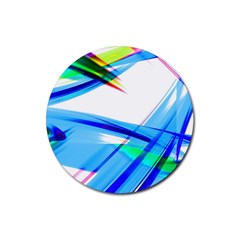 Lines Vibrations Wave Pattern Rubber Coaster (Round) 