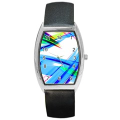 Lines Vibrations Wave Pattern Barrel Style Metal Watch