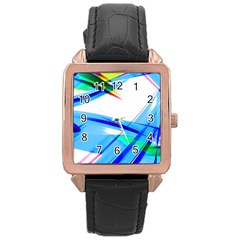 Lines Vibrations Wave Pattern Rose Gold Leather Watch 