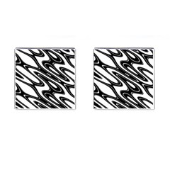 Black And White Wave Abstract Cufflinks (square) by Celenk