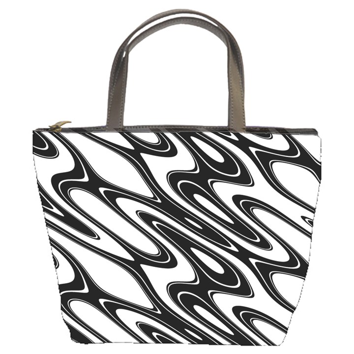 Black And White Wave Abstract Bucket Bags