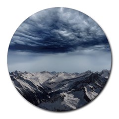 Mountain Landscape Sky Snow Round Mousepads by Celenk