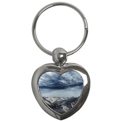 Mountain Landscape Sky Snow Key Chains (heart)  by Celenk