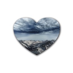 Mountain Landscape Sky Snow Rubber Coaster (heart)  by Celenk