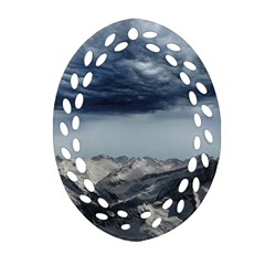 Mountain Landscape Sky Snow Ornament (oval Filigree) by Celenk