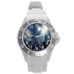 New York America New York Skyline Round Plastic Sport Watch (l) by Celenk