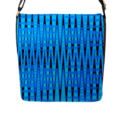 Sharp Blue And Black Wave Pattern Flap Messenger Bag (l)  by Celenk