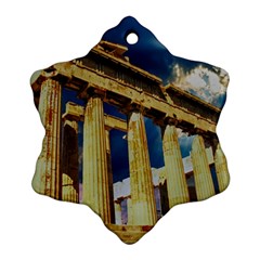 Athens Greece Ancient Architecture Snowflake Ornament (two Sides) by Celenk