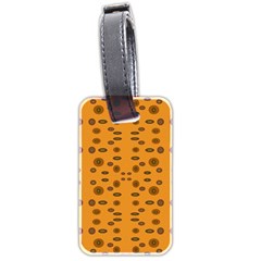 Brown Circle Pattern On Yellow Luggage Tags (two Sides) by BrightVibesDesign