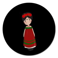 Frida Kahlo Doll Magnet 5  (round)