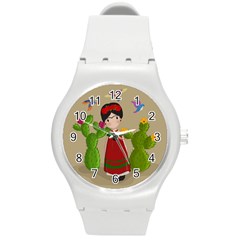 Frida Kahlo Doll Round Plastic Sport Watch (m) by Valentinaart