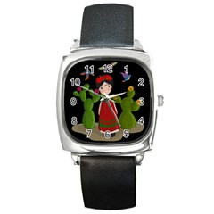 Frida Kahlo Doll Square Metal Watch by Valentinaart