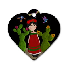 Frida Kahlo Doll Dog Tag Heart (two Sides) by Valentinaart