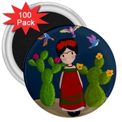 Frida Kahlo Doll 3  Magnets (100 Pack) by Valentinaart