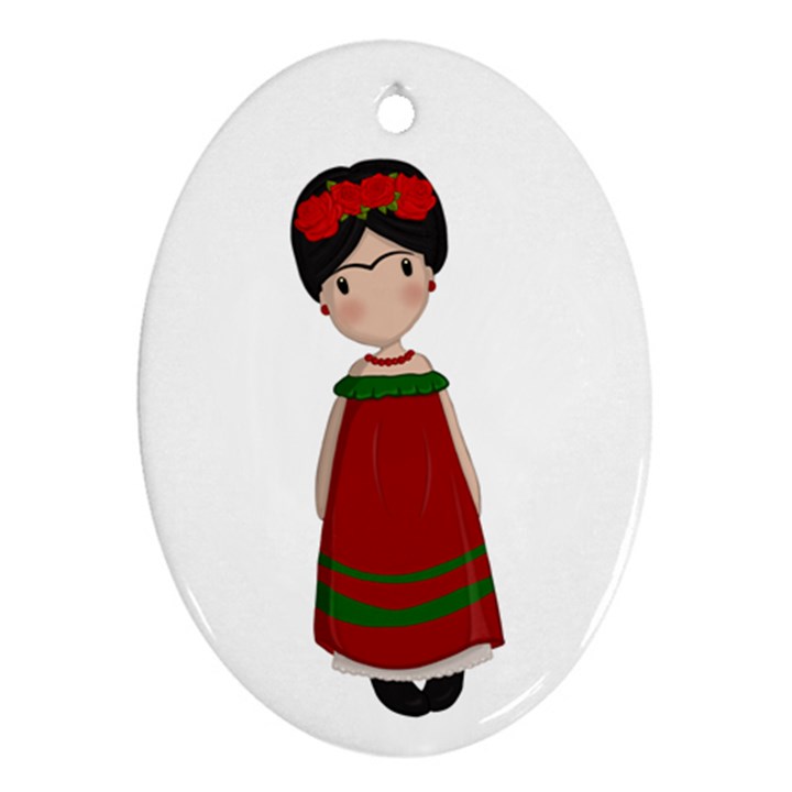 Frida Kahlo doll Oval Ornament (Two Sides)