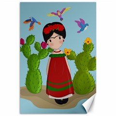 Frida Kahlo Doll Canvas 12  X 18   by Valentinaart