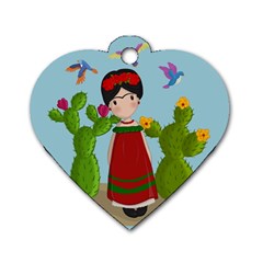 Frida Kahlo Doll Dog Tag Heart (two Sides) by Valentinaart