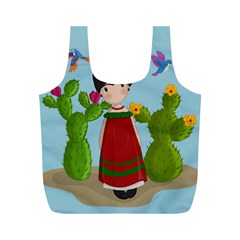 Frida Kahlo Doll Full Print Recycle Bags (m)  by Valentinaart