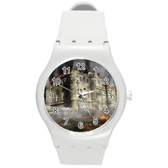 Castle Ruin Attack Destruction Round Plastic Sport Watch (m) by Celenk