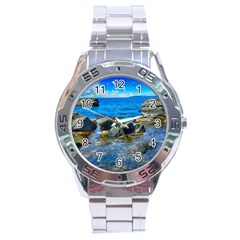 Shoreline Sea Coast Beach Ocean Stainless Steel Analogue Watch by Celenk