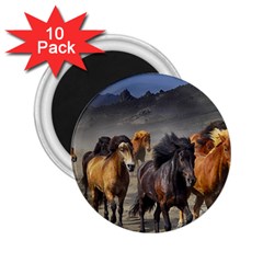 Horses Stampede Nature Running 2 25  Magnets (10 Pack)  by Celenk