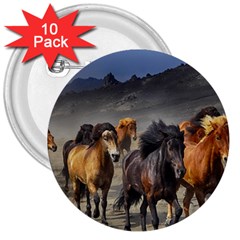 Horses Stampede Nature Running 3  Buttons (10 Pack)  by Celenk