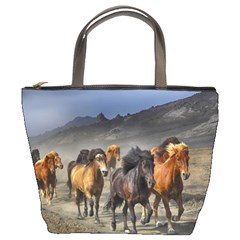 Horses Stampede Nature Running Bucket Bags by Celenk