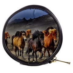 Horses Stampede Nature Running Mini Makeup Bags by Celenk