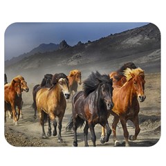 Horses Stampede Nature Running Double Sided Flano Blanket (medium)  by Celenk