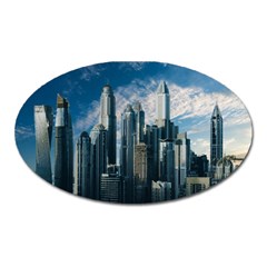 Skyscraper Cityline Urban Skyline Oval Magnet by Celenk