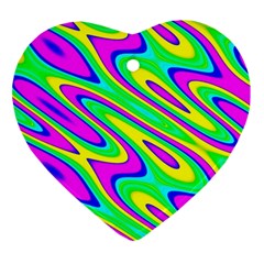 Lilac Yellow Wave Abstract Pattern Ornament (heart) by Celenk