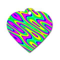 Lilac Yellow Wave Abstract Pattern Dog Tag Heart (one Side) by Celenk