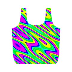 Lilac Yellow Wave Abstract Pattern Full Print Recycle Bags (m)  by Celenk