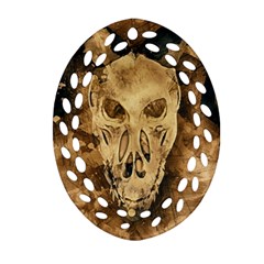 Skull Demon Scary Halloween Horror Ornament (oval Filigree) by Celenk