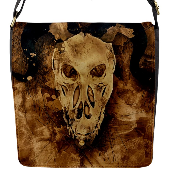 Skull Demon Scary Halloween Horror Flap Messenger Bag (S)