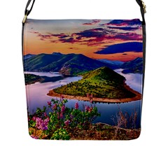 Landscape River Nature Water Sky Flap Messenger Bag (l)  by Celenk